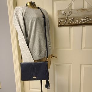 Authentic GIGI Navy Blue Snake Foldover Flap Crossbody Shoulderbag